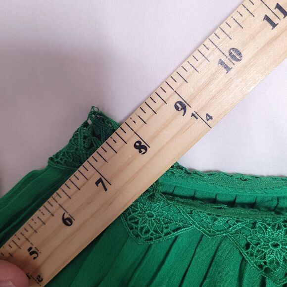 Alice Olivia Dress Small Green Pleated Cold Shoulder - Picture 8 of 11